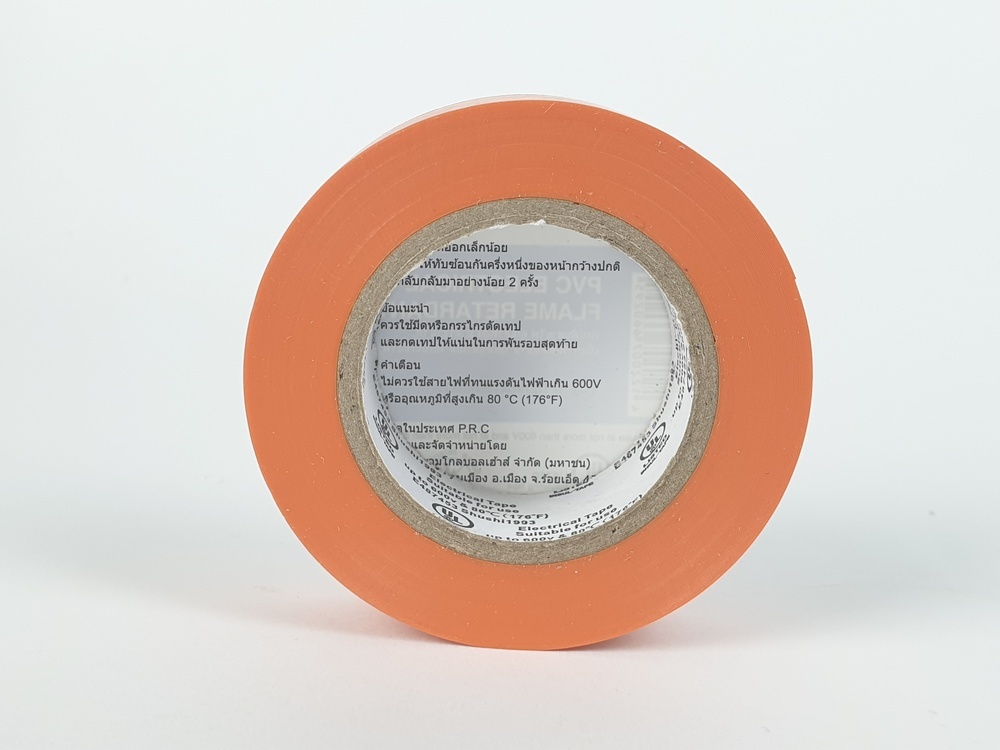 SHUSHI เทปพันสายไฟทั่วไป 3/4” 0.18mm ยาว 10m  รุ่น SS1993-110 orange