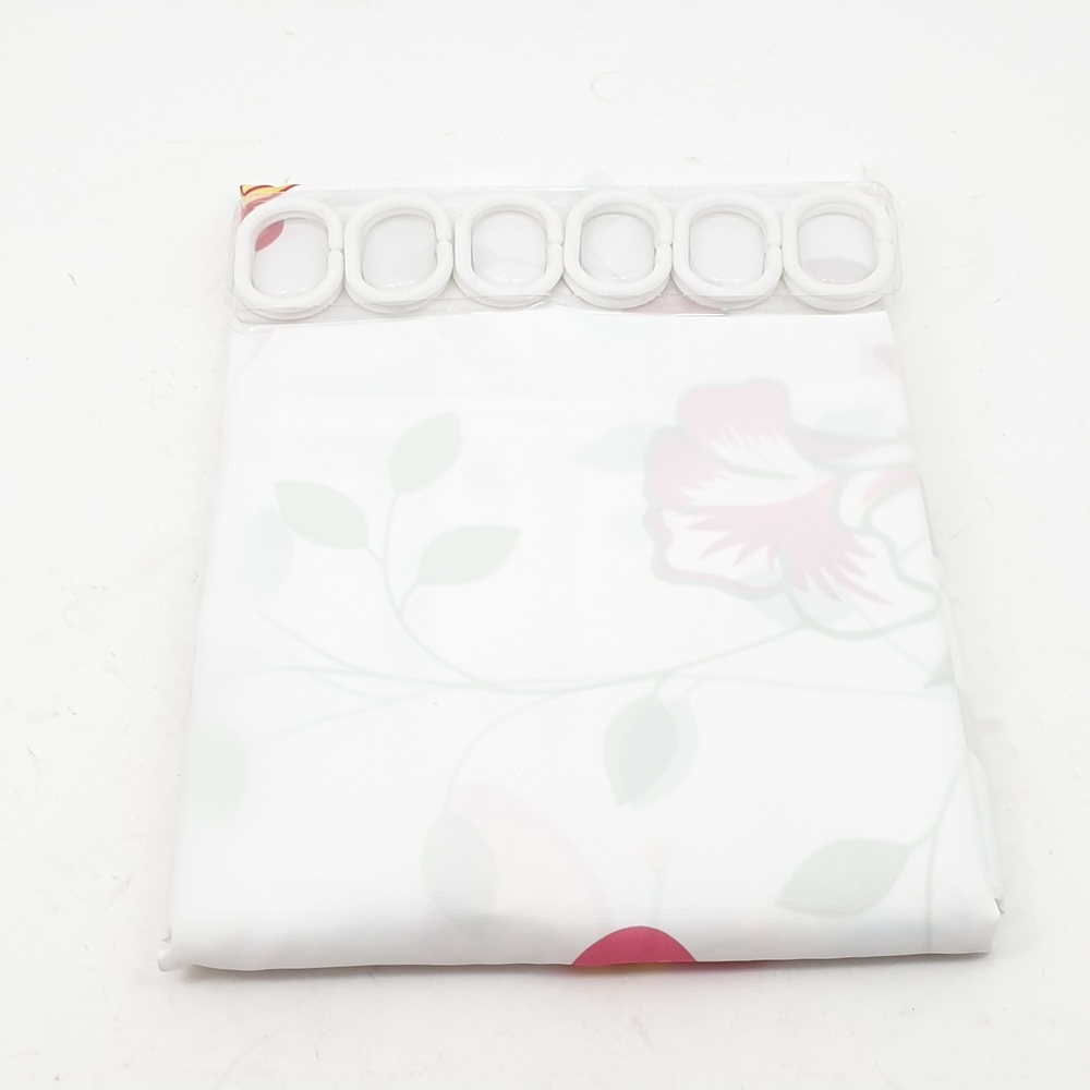 Primo ม่านห้องน้ำโพลีเอสเตอร์ ลายผีเสื้อ รุ่น HSP1952 ขนาด 180x180 ซม. สีแดง