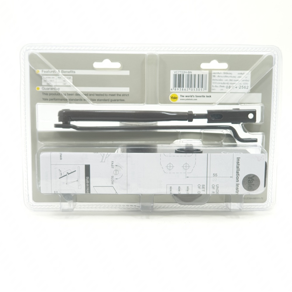 YALE โช๊คอัพประตูระบบตั้งค้างได้ รับน้ำหนัก 40-80 กก.รุ่น VC7722H-BN สีน้ำตาล