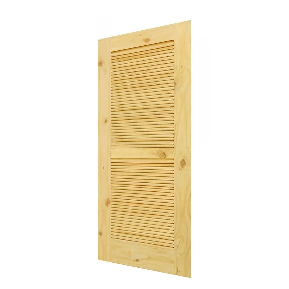 ประตูไม้สน (Pine) ทำร่องพร้อมเกล็ดระบายอากาศ Eco Pine-020 85 x 198 ซม.