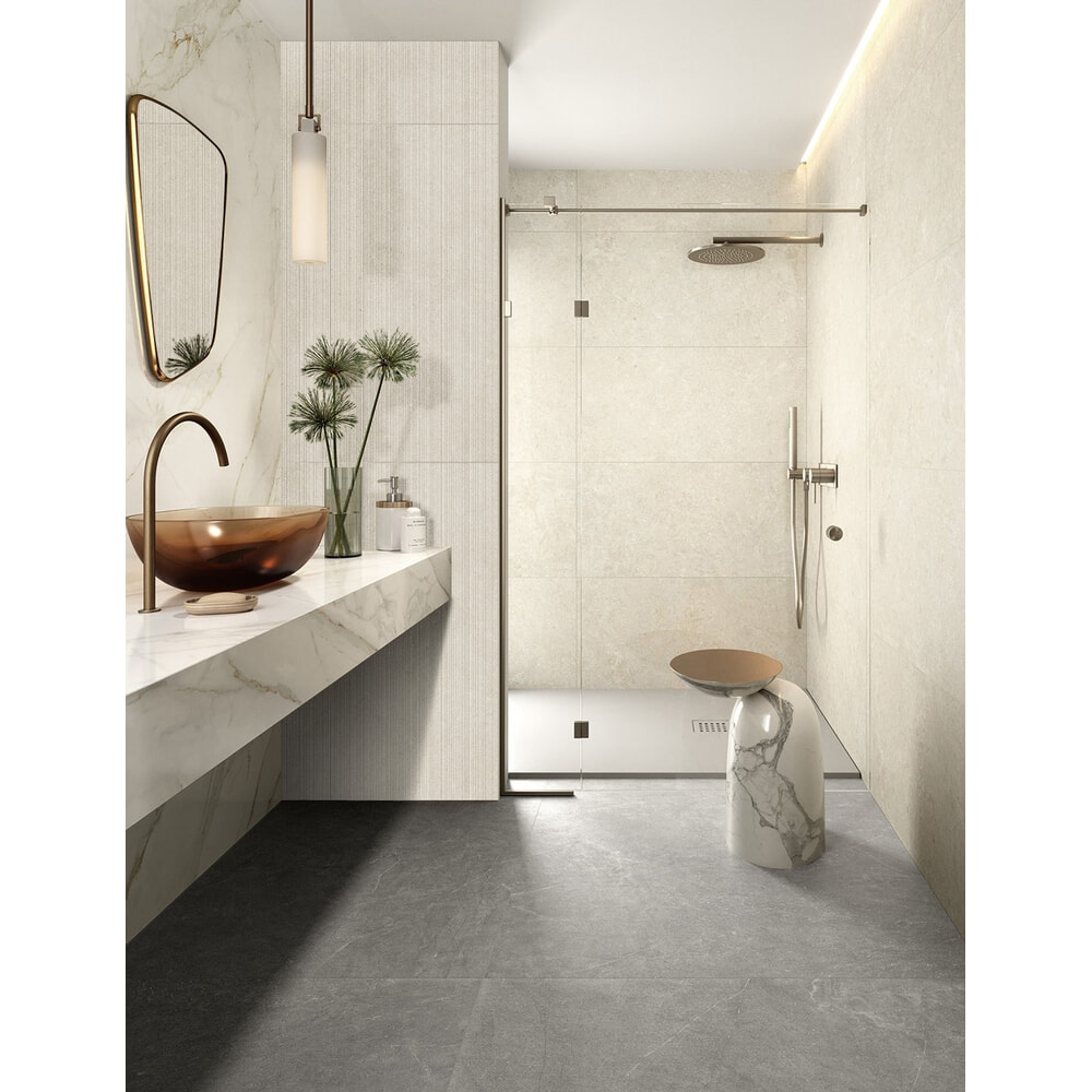La Arezza 60X120 ซม.กระเบื้องพอร์ซเลน รุ่น The voque light gray (DGD12600LA07) Matt - Hone Random (3pcs /box 2.16 sqm)