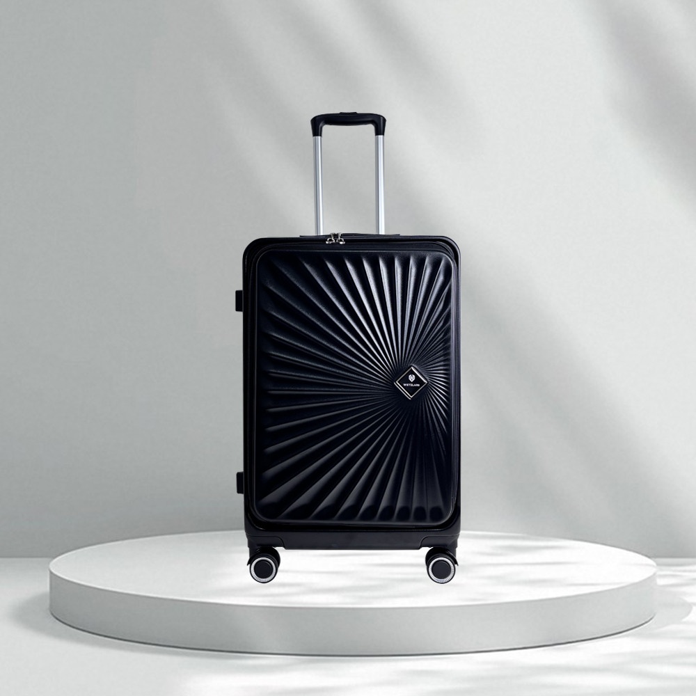 WETZLARS กระเป๋าเดินทาง ขนาด 28 นิ้ว พร้อมช่องใส่ของด้านหน้า รุ่น Blossom-02 ขนาด 29x51x70 ซม. สีดำมิดไนท์