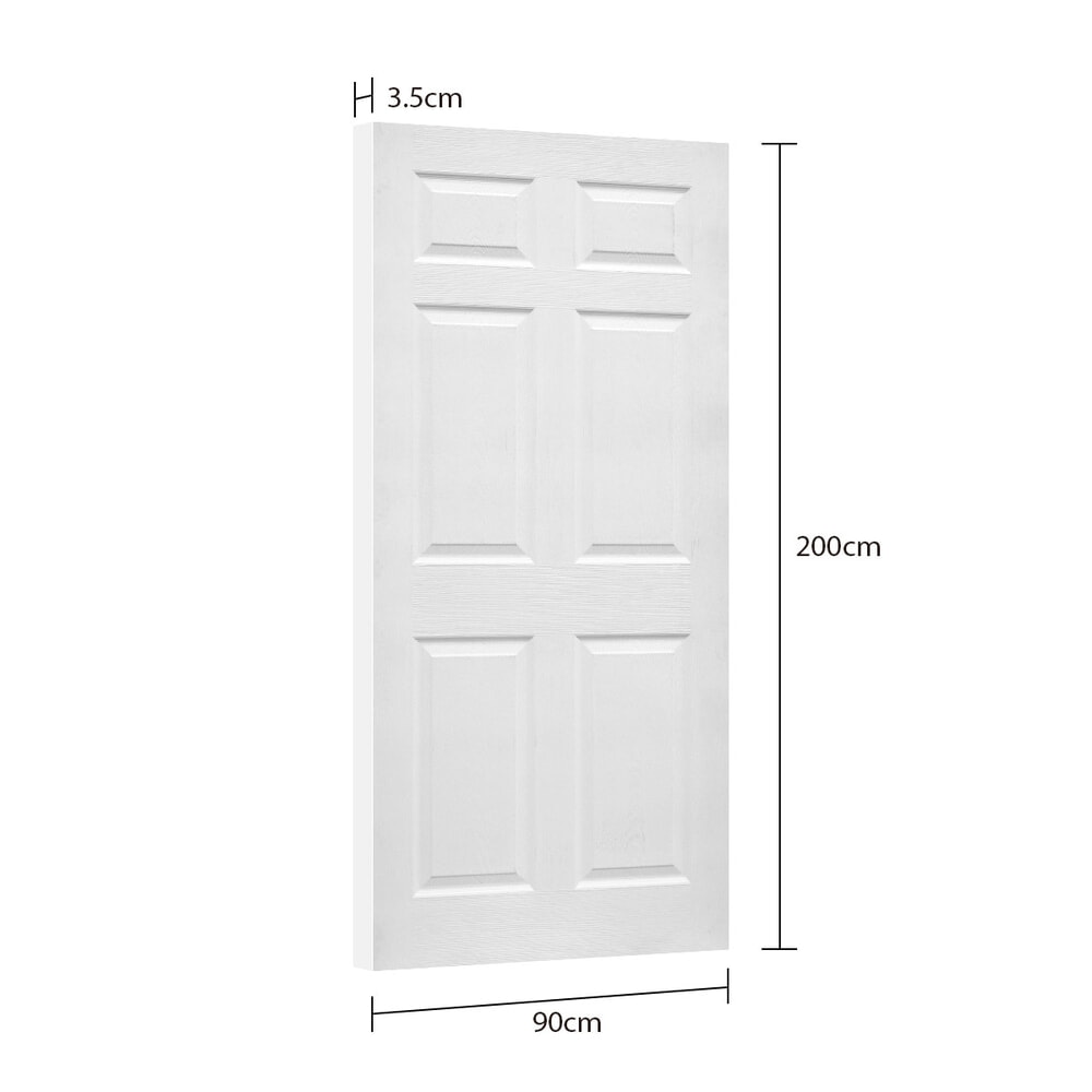HOLZTUR ประตู HDF บานทึบ 6ฟัก  HDF-006  90x200ซม. สีขาวลายไม้