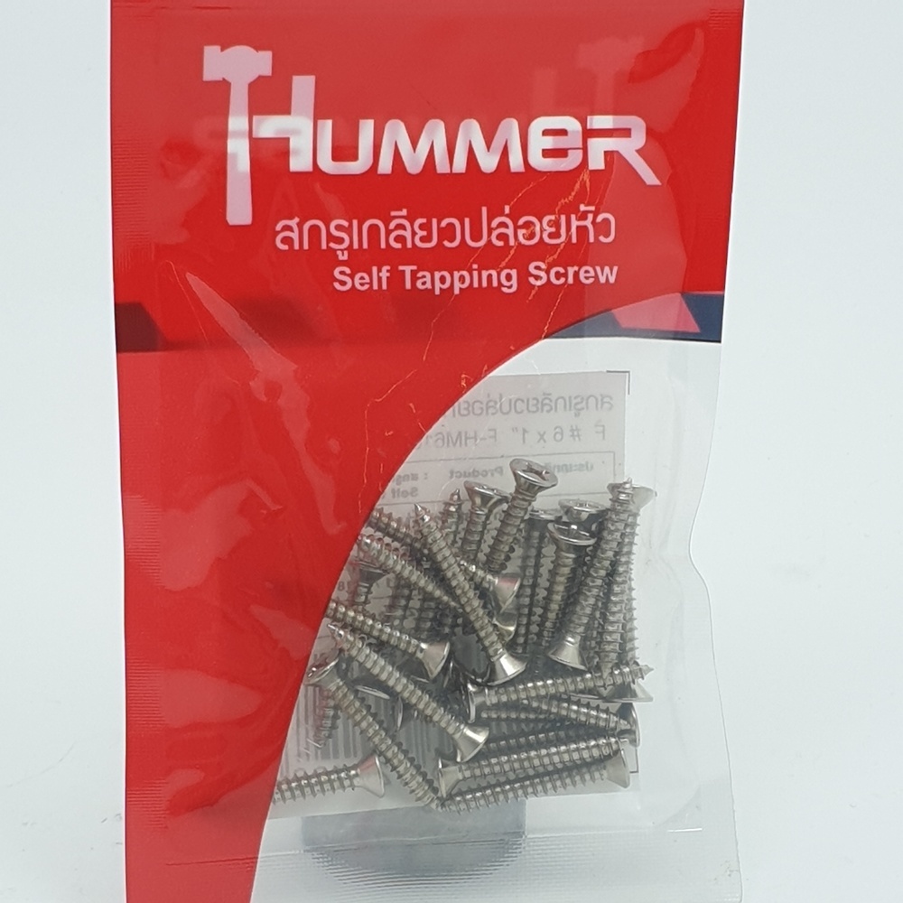 HUMMER สกรูเกลียวปล่อยหัว F-HM610 ขนาด 6x1" (25ตัว/แพ็ค)