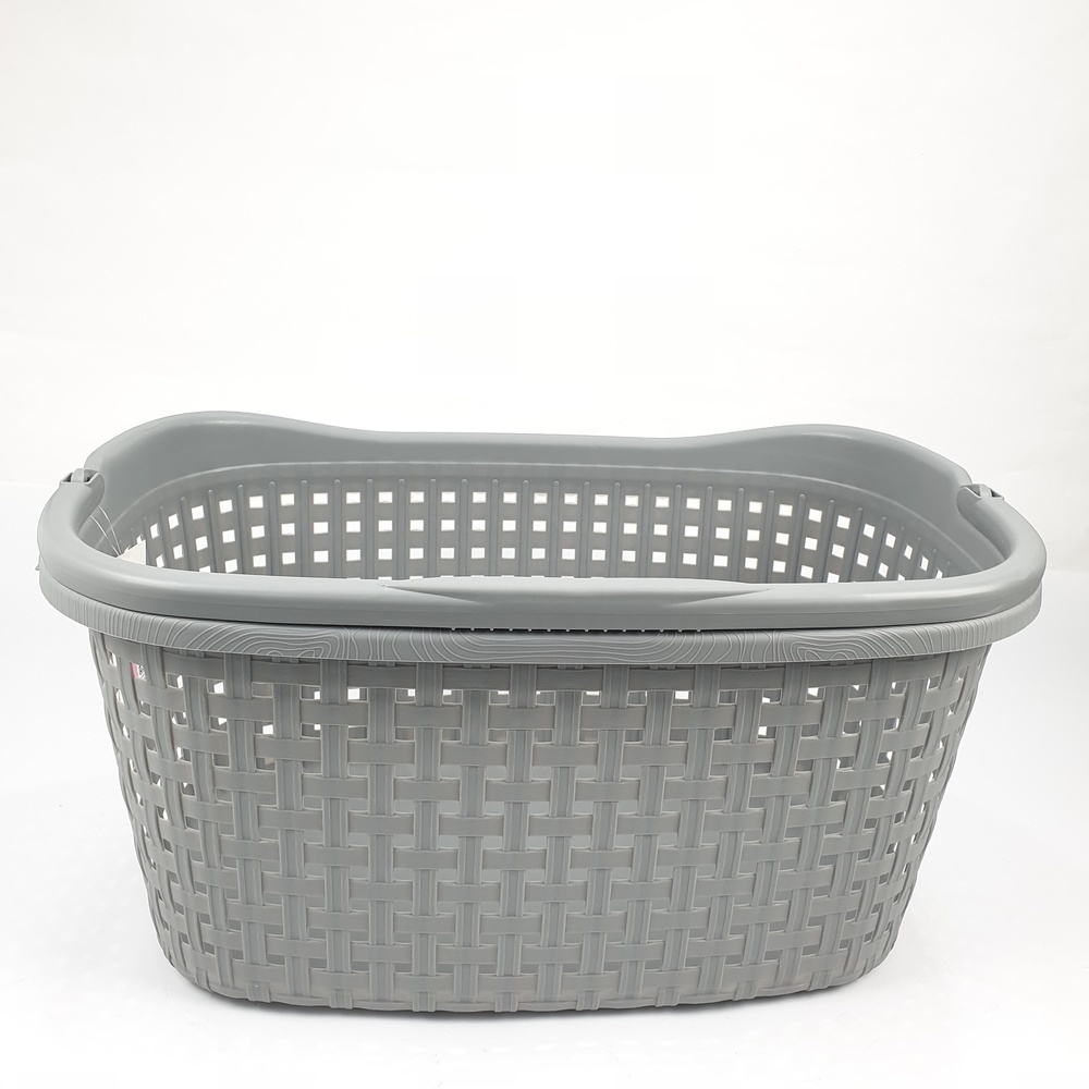 SAKU ตะกร้าผ้าพลาสติกหูหิ้ว 42ลิตร ขนาด60x40x27ซม. รุ่น TG51900 สีเทา