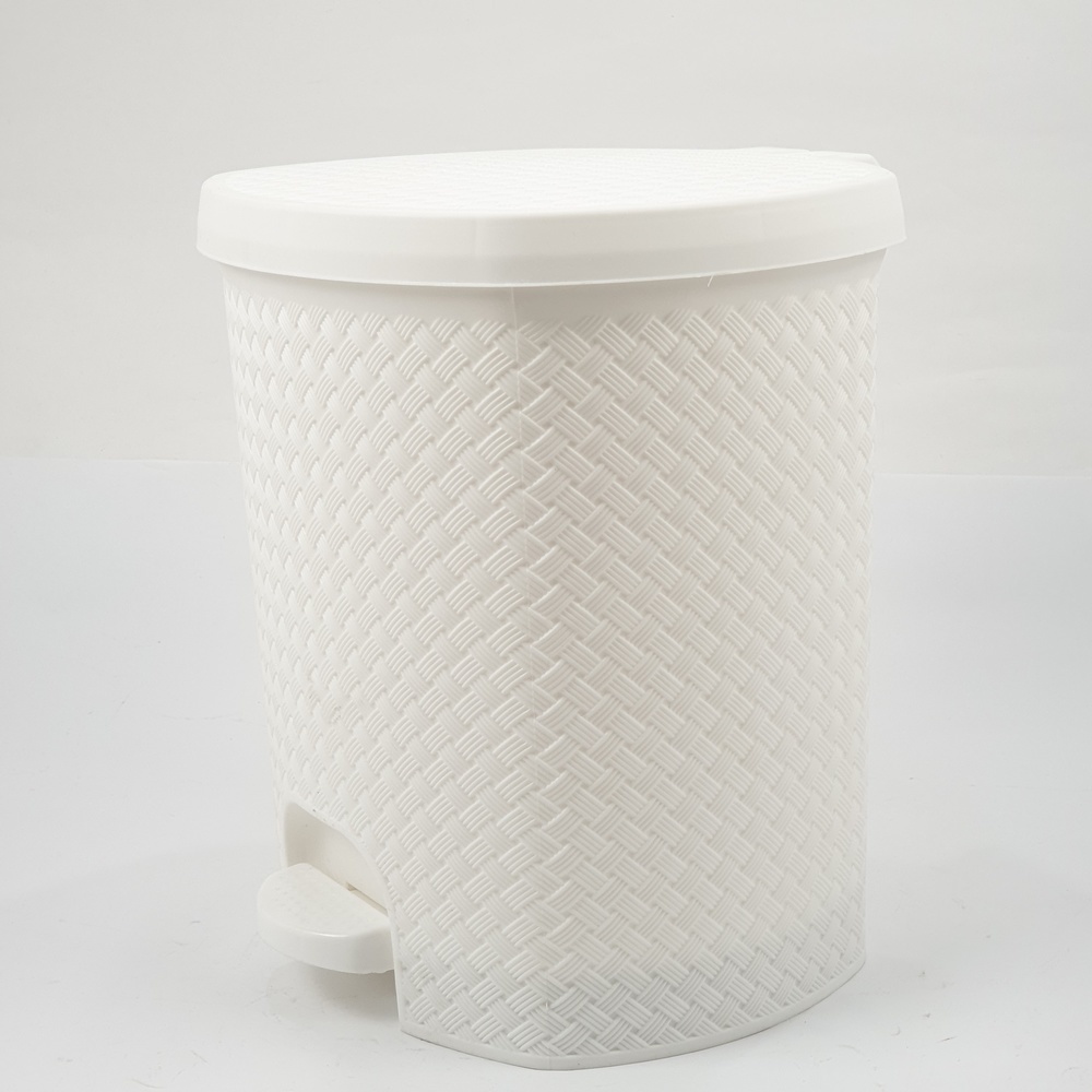 ICLEAN ถังขยะเหยียบทรงกลมลายสาน 13 ลิตร ขนาด 29.5x28.5x32.2ซม. รุ่น TG51840 สีขาว