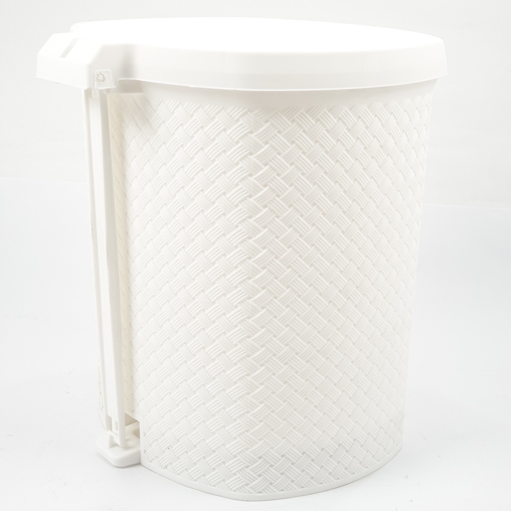ICLEAN ถังขยะเหยียบทรงกลมลายสาน 13 ลิตร ขนาด 29.5x28.5x32.2ซม. รุ่น TG51840 สีขาว
