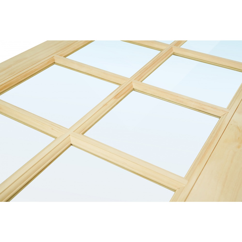 HOLZTUR ประตูไม้สน ลูกฟักพร้อมช่องกระจก PW-G25-2A 80x200ซม.