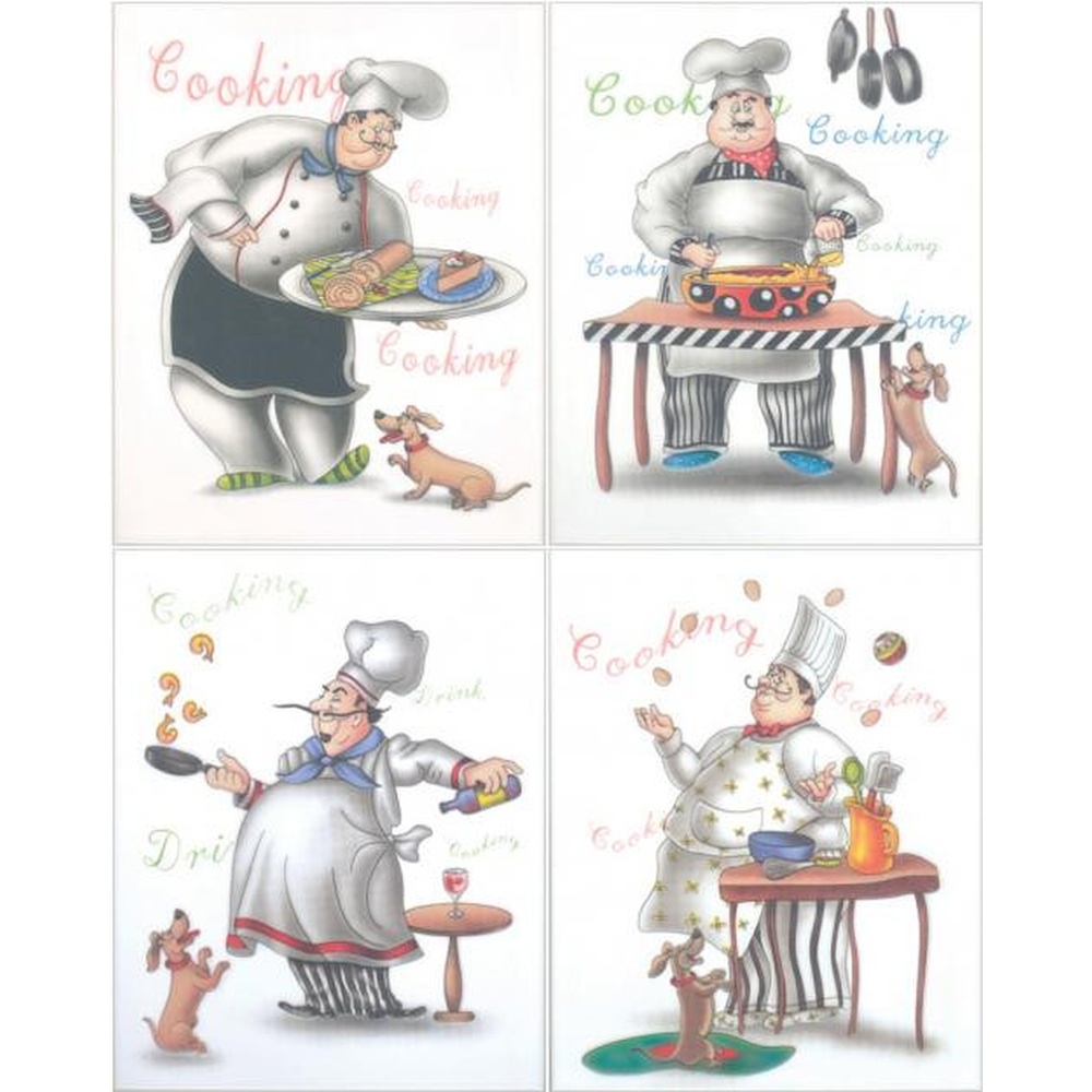 ARTE กระเบื้องผนังภาพชุด 8x10 นิ้ว พ่อครัว (4P/SET)