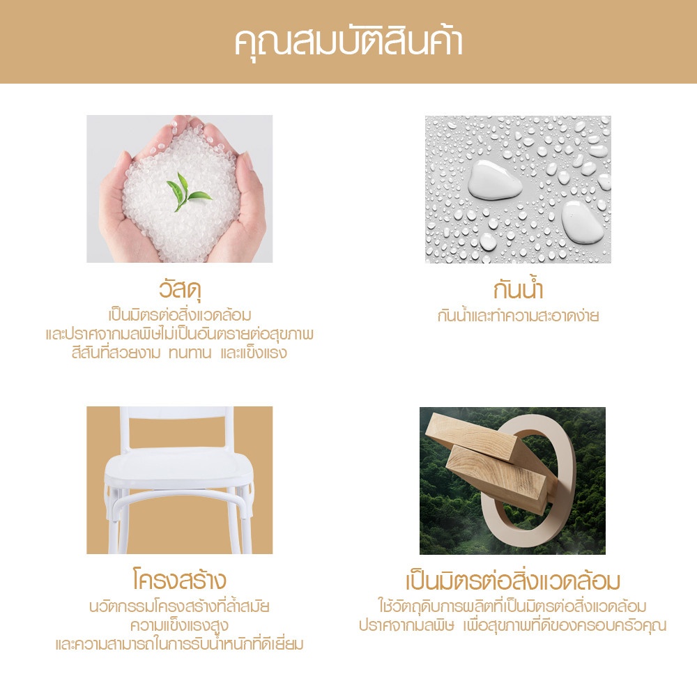 PULITO เก้าอี้จัดเลี้ยง รุ่น Kynova ขนาด 46x50x89 ซม. สีขาว