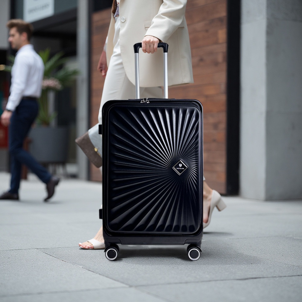 WETZLARS กระเป๋าเดินทาง ขนาด 28 นิ้ว พร้อมช่องใส่ของด้านหน้า รุ่น Blossom-02 ขนาด 29x51x70 ซม. สีดำมิดไนท์