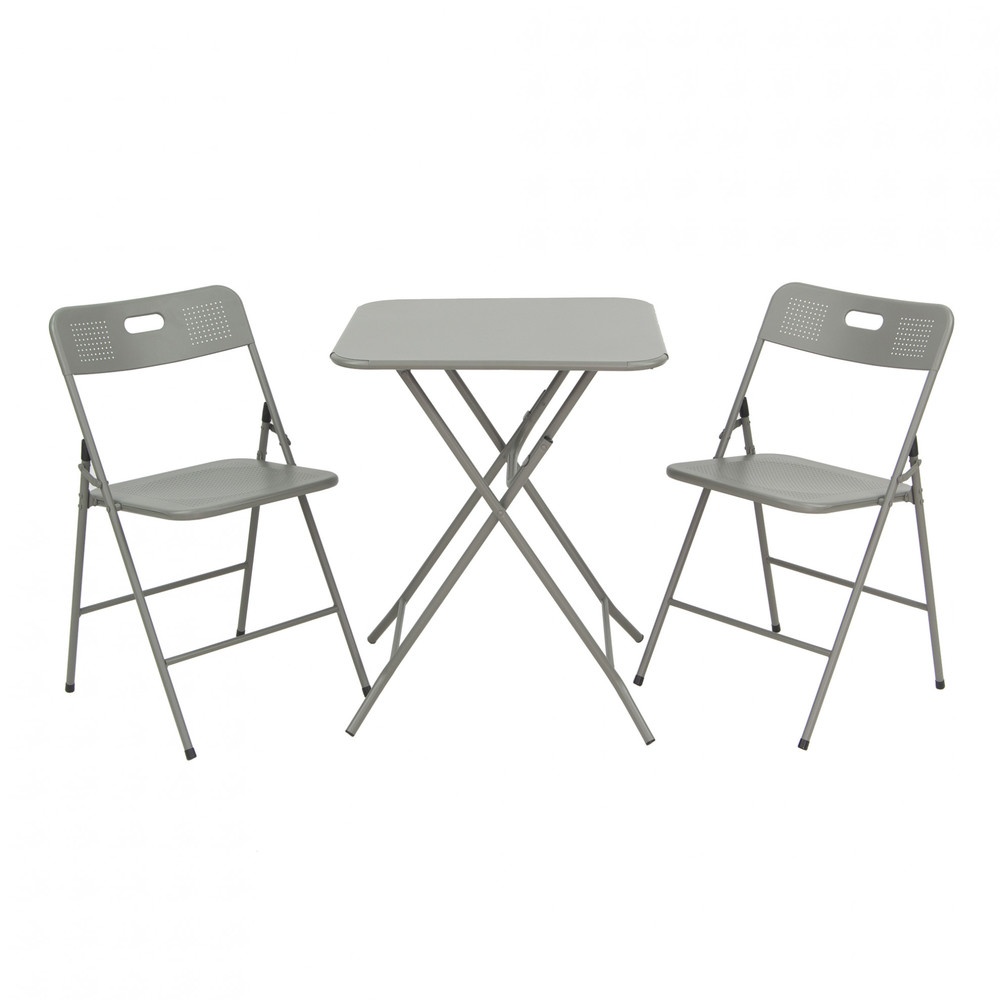 SUMMER SET ชุดโต๊ะสนาม 2 ที่นั่ง รุ่น MORTAR-GREY โต๊ะ:60x60x73 ซม. เก้าอี้:44x45x76 ซม. สีเทา