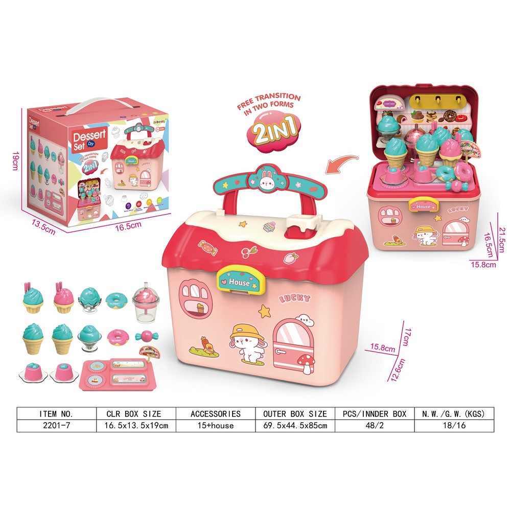 TOYS ของเล่นชุดกระเป๋าขนมหวานหร้อมอุปกรณ์ # 2201-7 ขนาด 16.5x13.5x19 ซม.