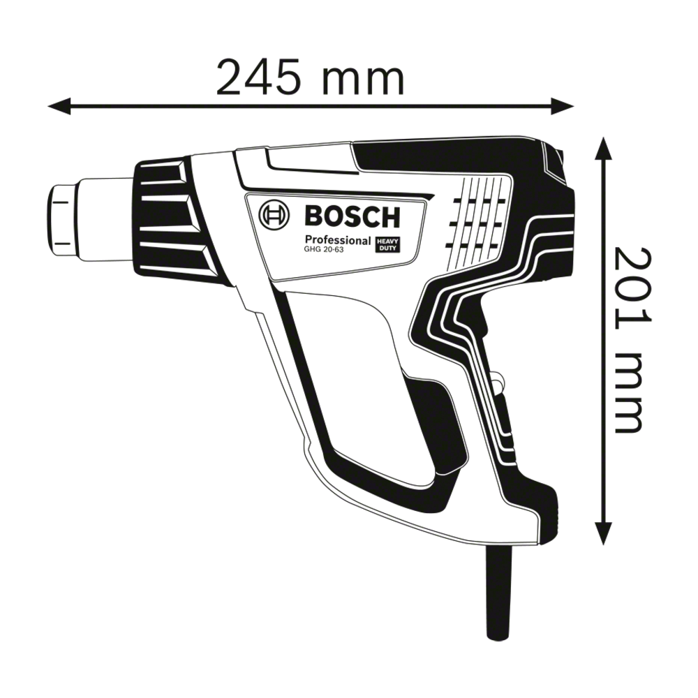 BOSCH เครื่องเป่าลมร้อน 2000W หน้าจอดิจิตอล รุ่น GHG20-63
