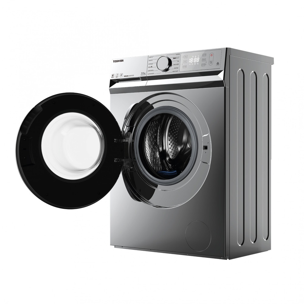 TOSHIBA เครื่องซักผ้าฝาหน้า 9.5 KG. TW-BL105A4Tสีเงิน