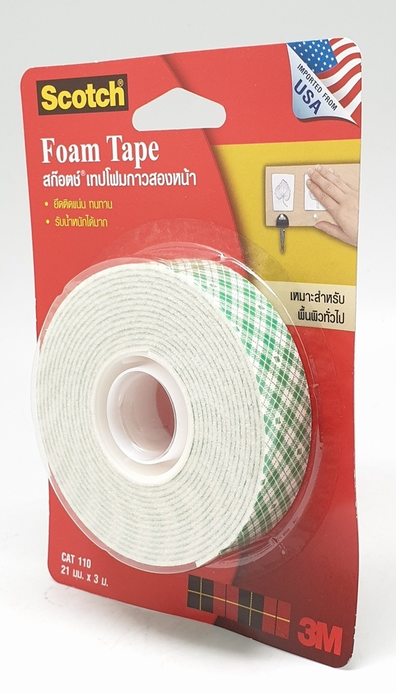Scotch เทปโฟมกาวสองหน้า 21 มม.x3 ม. รุ่น CAT 110 สีขาว