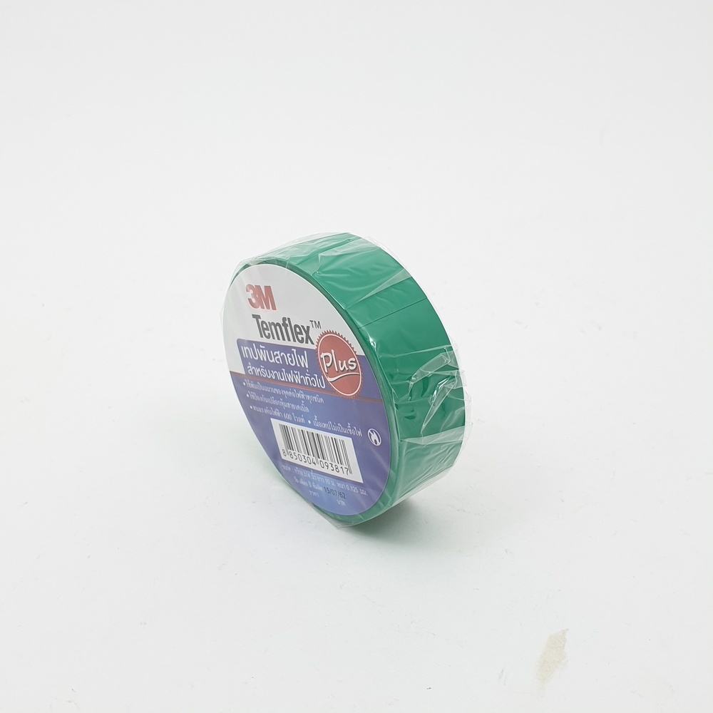 3M เทปพันสายไฟ 3/4นิ้วx10ฟุต #1512 รุ่น TEMFLEX PLUS สีเขียว