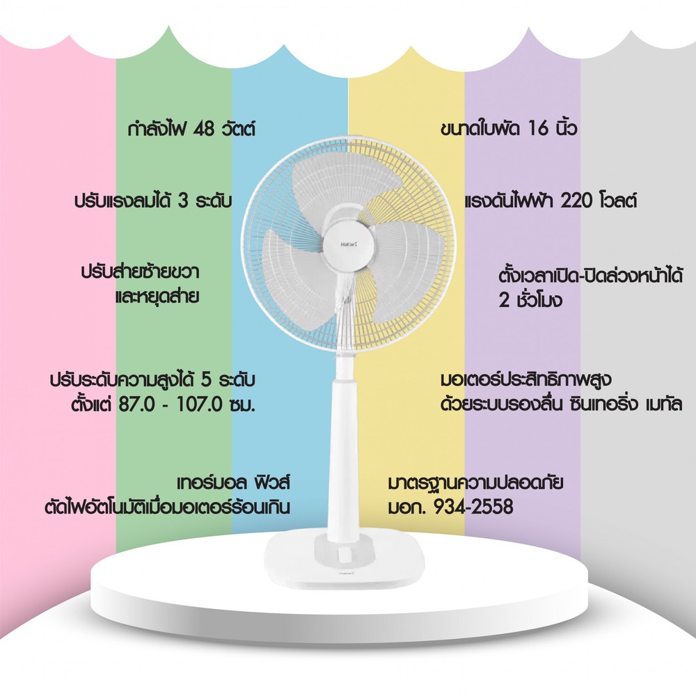 HATARI พัดลมสไลด์ 16"S16M1 ขาว
