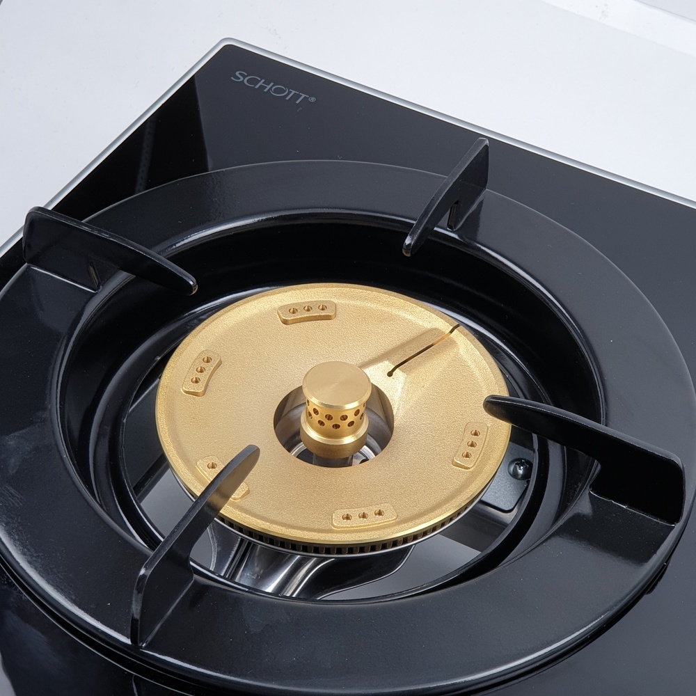 RINNAI เตาแก๊สกระจก 2 หัวเตาทองเหลือง 72.60x40.70x16.20 ซม. RT-902MM(G)