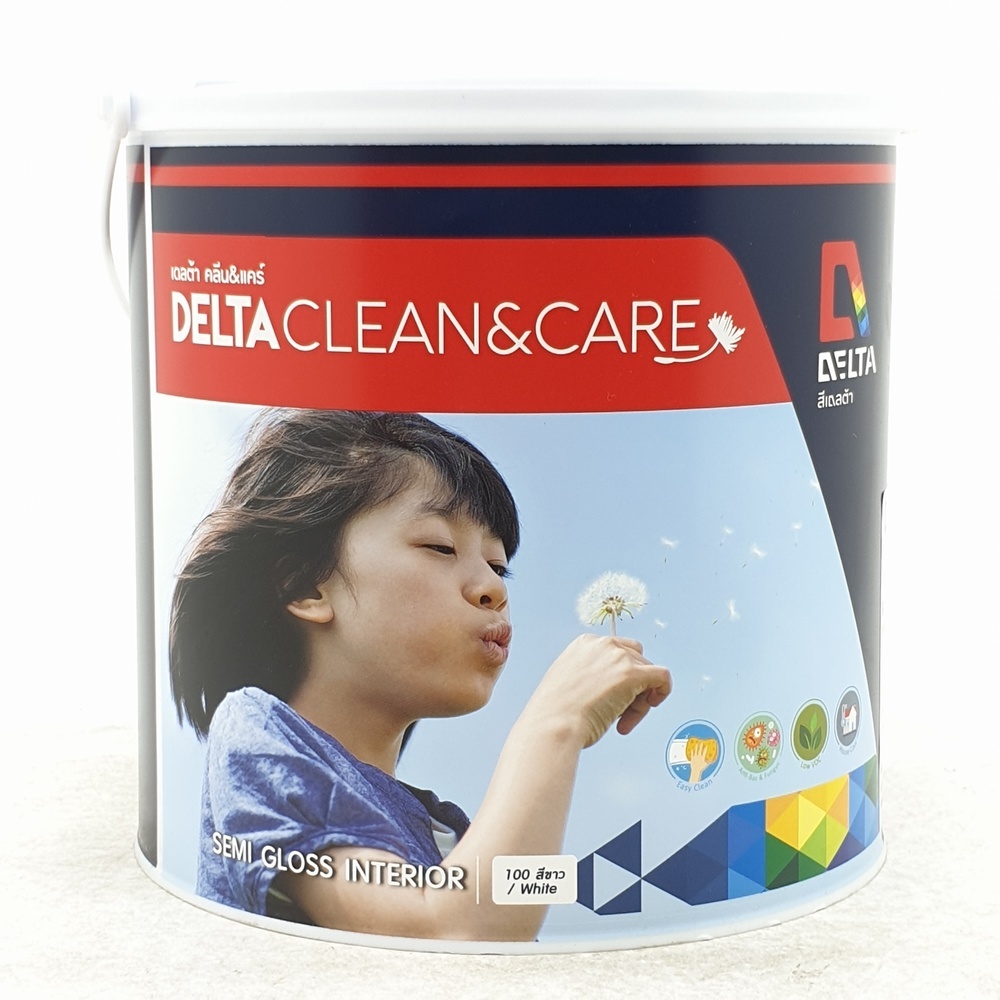 Delta สีน้ำอะครีลิค เดลต้า คลีน&แคร์ ทาภายใน กึ่งเงา เบส C 3.6 ลิตร