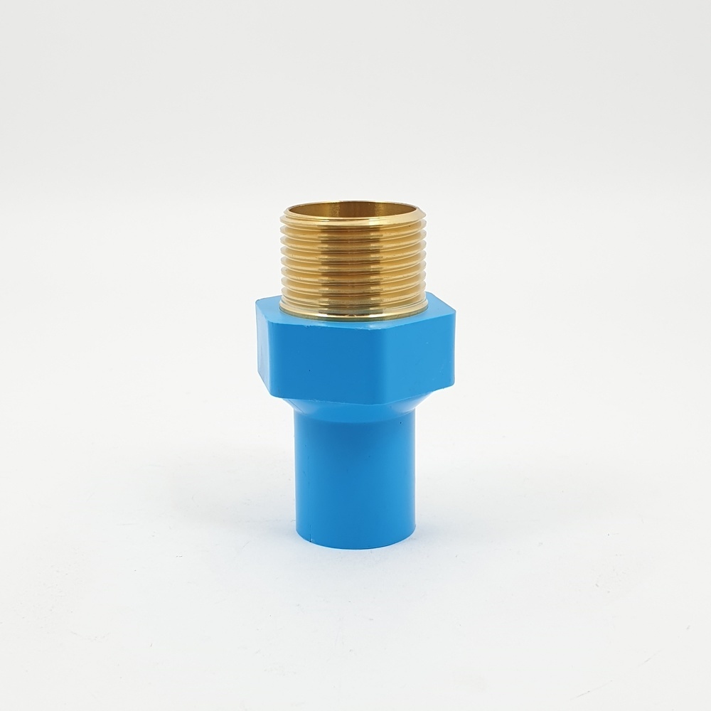 SCG ข้อต่อตรงลดเกลียวนอกทองเหลือง หนา 1"x1/2"(25x18) ชั้น 13.5 สีฟ้า
