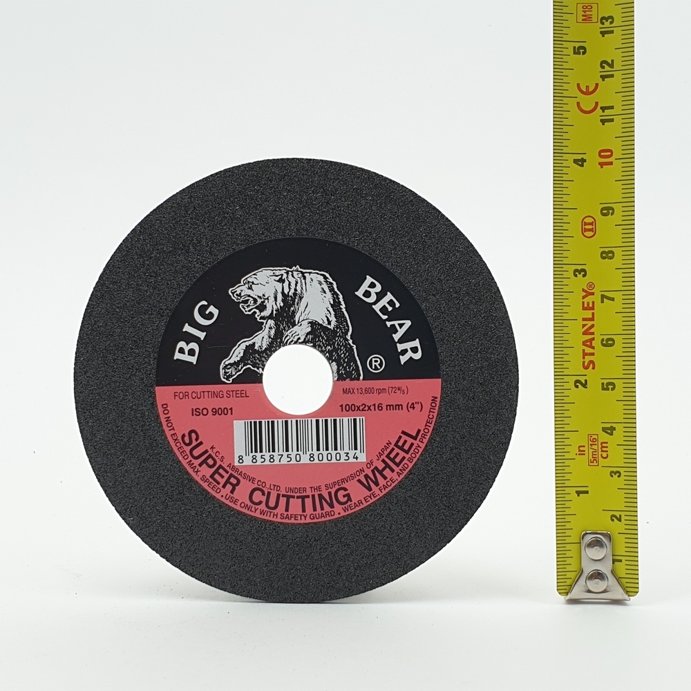BIG BEAR ใบตัดเหล็กไฟเบอร์ 4 นิ้วx2มม. (100x2x16mm) สีดำ