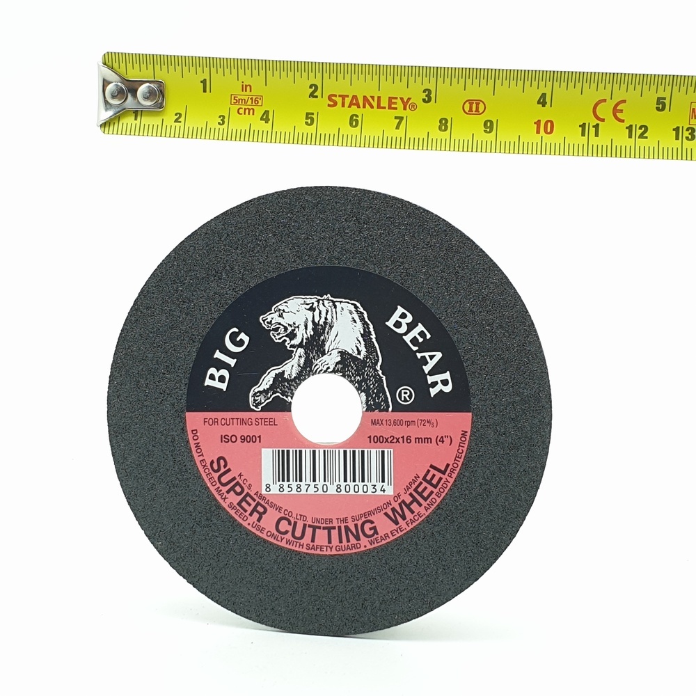 BIG BEAR ใบตัดเหล็กไฟเบอร์ 4 นิ้วx2มม. (100x2x16mm) สีดำ