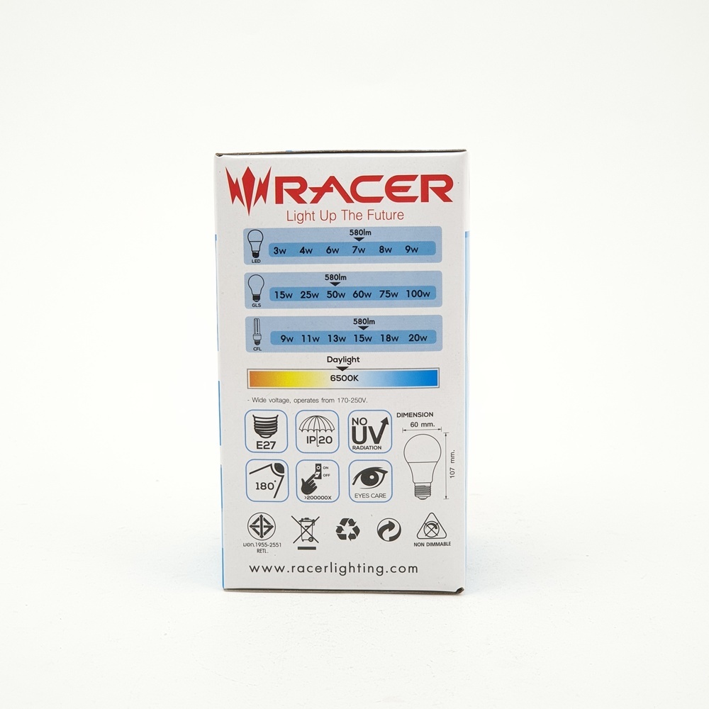 RACER หลอดไฟ LED Bulb E27 7W รุ่น KATIE  แสงเดย์ไลท์
