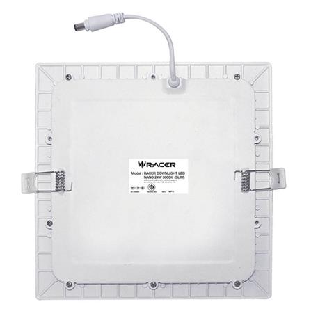 RACER โคมดาวน์ไลท์ LED แบบฝังฝ้าหน้าเหลี่ยม 24W รุ่น NANO-Q แสงวอร์มไวท์