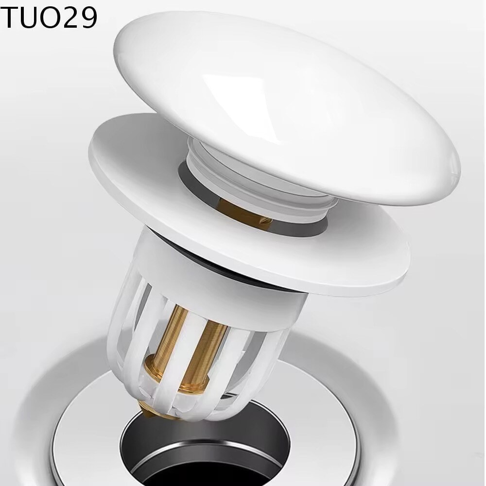 Verno สะดืออ่างล้างหน้าแบบกดหัวเซรามิค ถอดสวมได้ รุ่น ZJ1 ขนาด 6.5x6.5x6.5 ซม. สีขาว