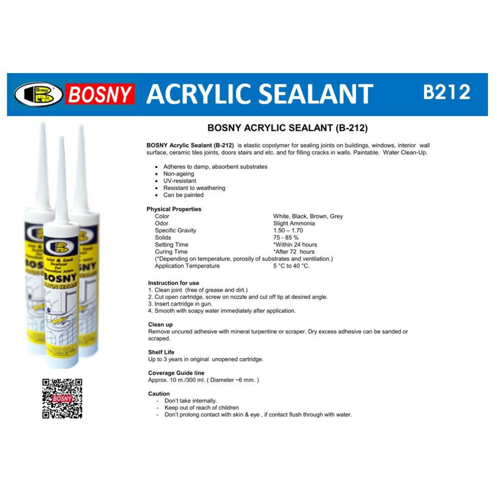 BOSNY อะครีลิค ซิลแลนท์ B212 300 มล. สีน้ำตาล