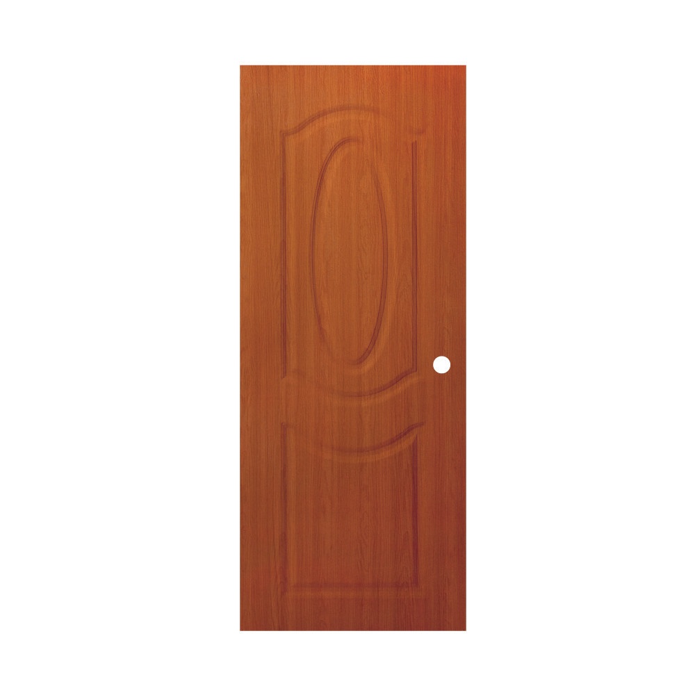 WELLINGTAN ประตูยูพีวีซี บานทึบลูกฟัก REVO LWNR004 80x200ซม. ORANGE TEAK (เจาะรูลูกบิด)