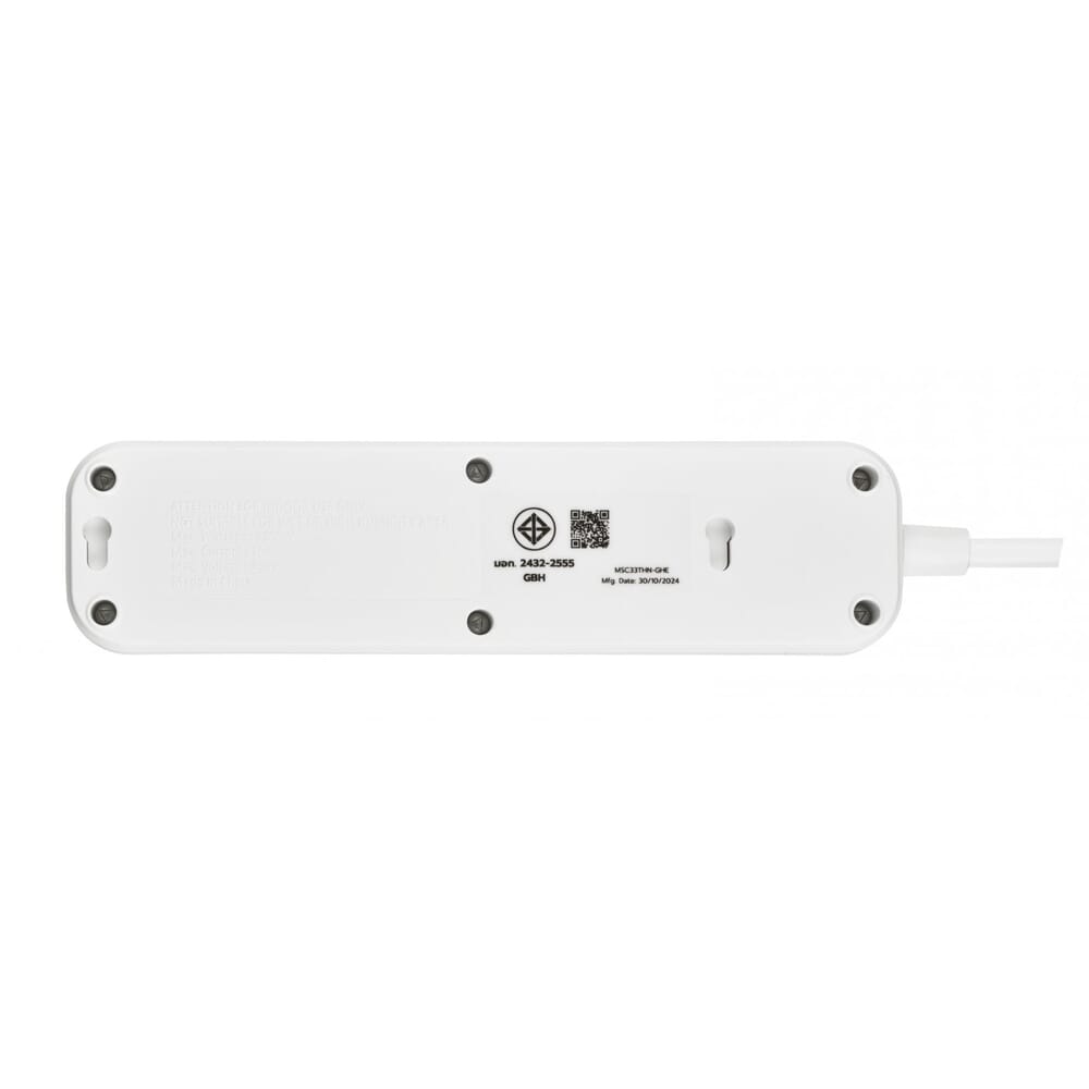 EILON รางปลั๊กไฟ รุ่นMSC35THN-GHE  3ช่อง 1สวิตช์ 10A  2200W  5เมตร