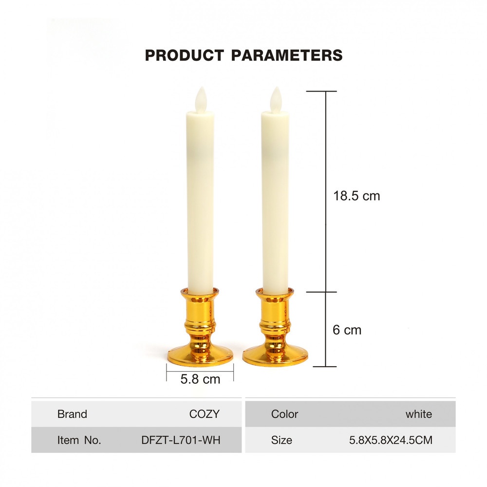 COZY ชุดเทียน LED พร้อมรีโมท แถมถ่าน AAA รุ่น DFZT-L701-WH ขนาด 5.8 x5.8x24.5 cm. สีขาว