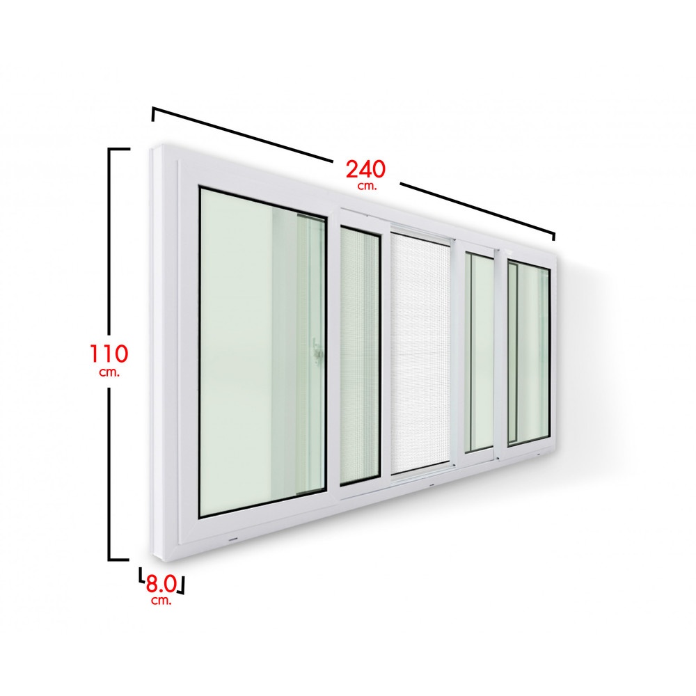 RAKANGTHONG หน้าต่างบานเลื่อนUPVC 4ช่อง 240x110 cm. สีขาว