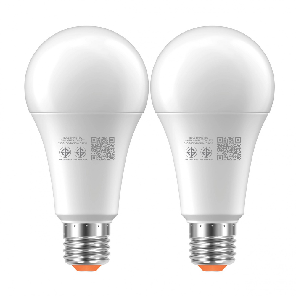 LAMPTAN หลอดไฟ LED BULB 18W แสงวอร์มไวท์ รุ่น SHINE E27
