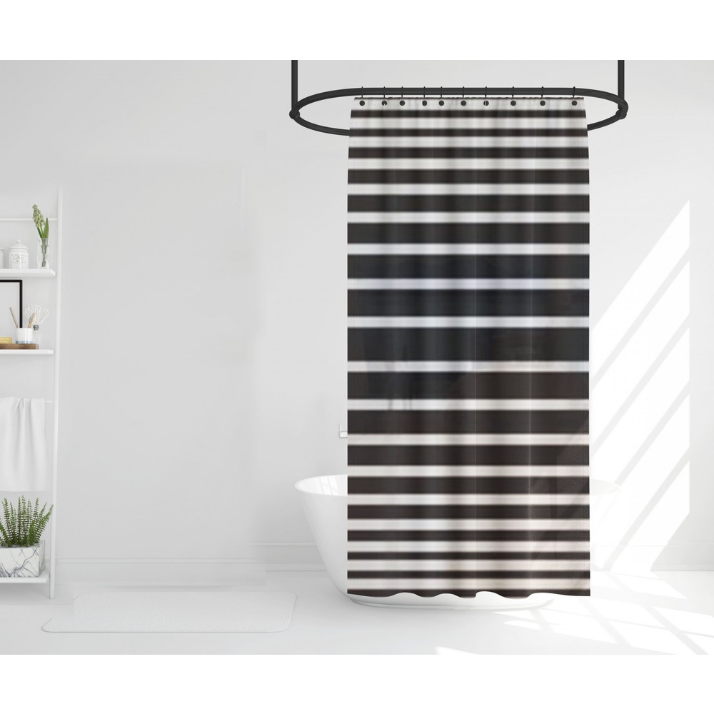 Primo ผ้าม่านห้องน้ำ PEVA ลายกราฟฟิก รุ่น DF017 ขนาด 180x180 ซม. สีดำ