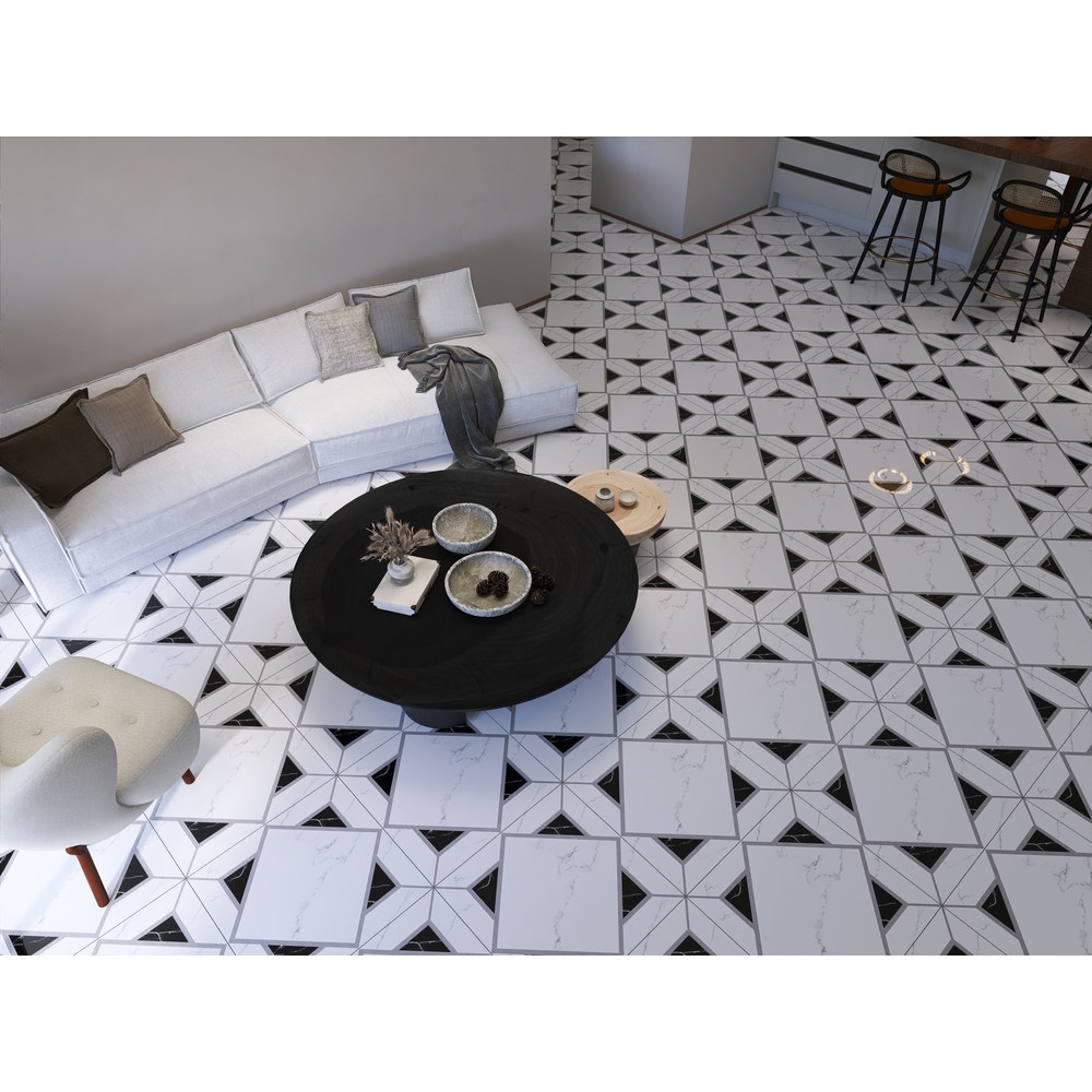 La Arezza กระเบื้องพอร์ซเลน 60X60 ซม รุ่น ไวท์ มาเบิล แกรนเดอร์  PJ6603W   Hi glossy (4P / 1.44 sqm) DGD