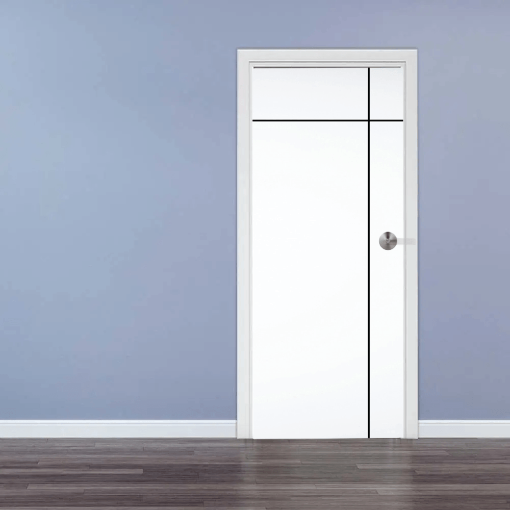 WELLINGTAN ประตูภายนอก UPVC เซาะร่อง รุ่น OK-007N ขนาด 80x200 ซม. สีขาว (เจาะลูกบิด)