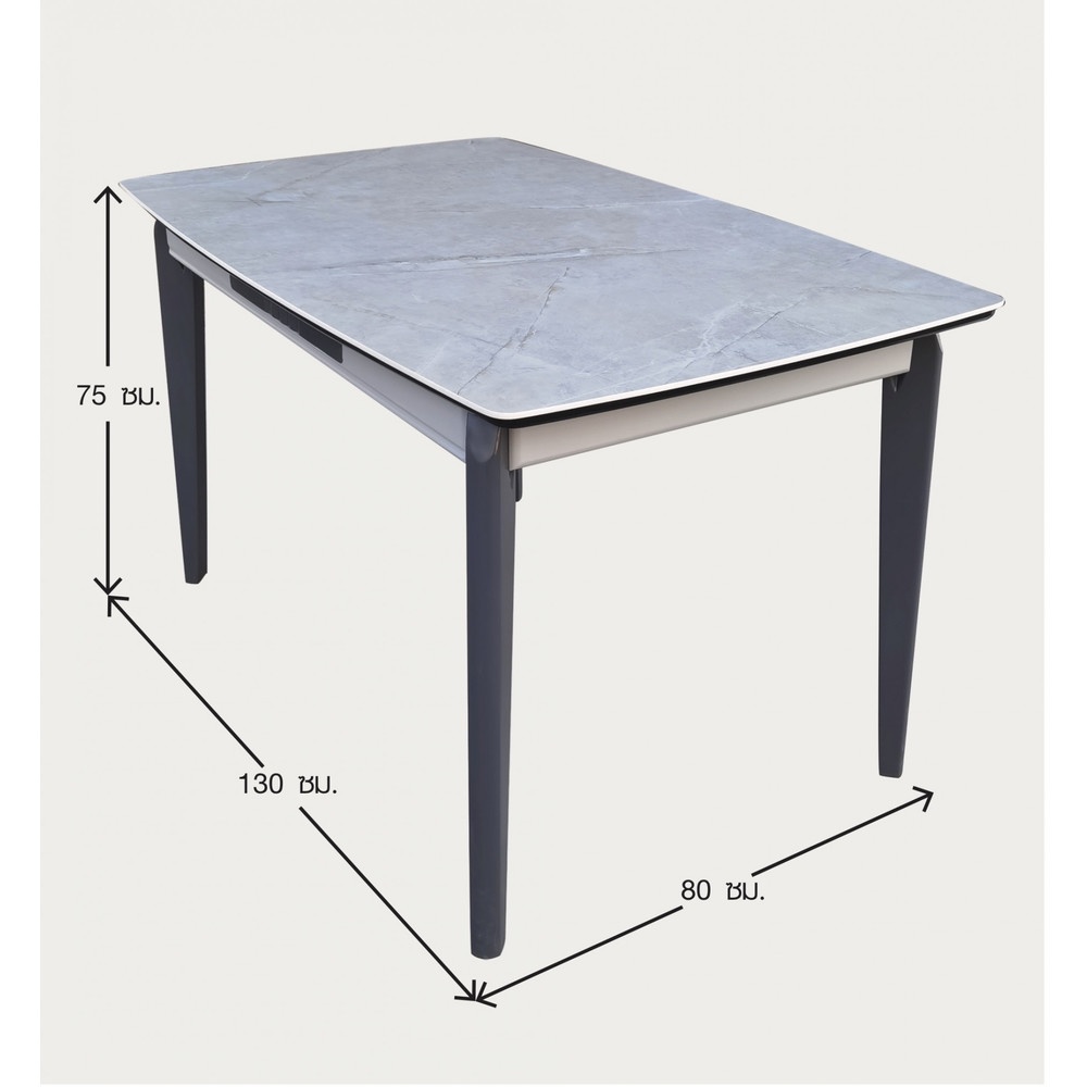DELICATO ชุดโต๊ะอาหารท็อปลายหินอ่อน 4 ที่นั่ง รุ่น GLOSSIO โต๊ะ: 130x80x75 ซม. เก้าอี้: 46x48x90 ซม. สีเทา