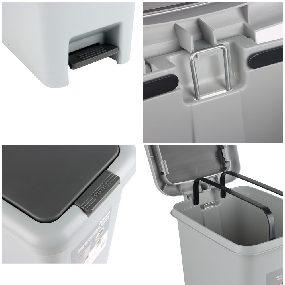 ICLEAN ถังขยะเหยียบเหลี่ยม Prensa 20 ลิตร รุ่น TG51790G ขนาด 25.5x34x43 ซม. สีเทา