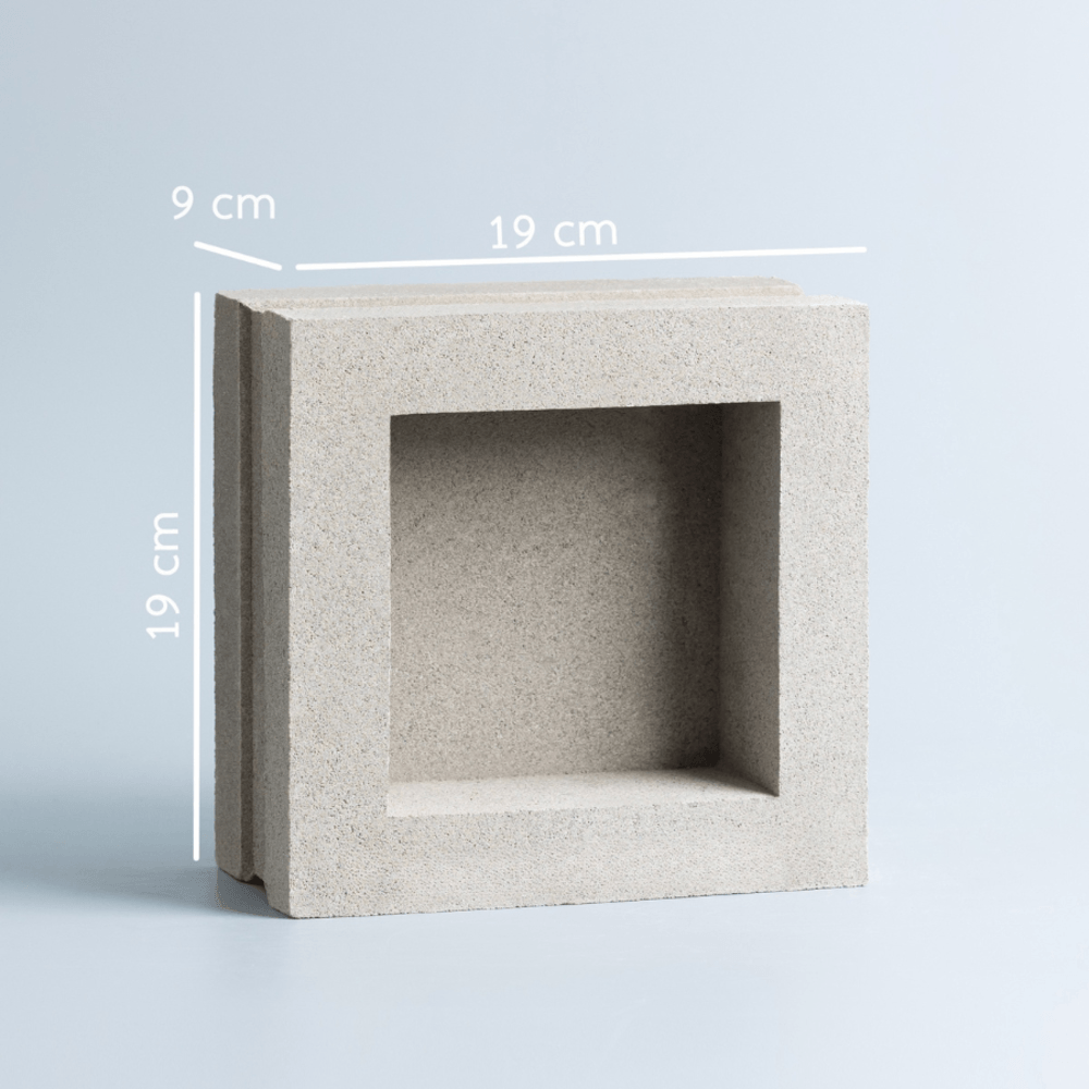 วีบล็อค อิฐบล็อกทึบ แบบคูป  ขนาด19x19x9ซม.