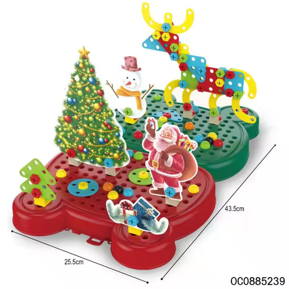 TOYS ของเล่นชุดกระเป๋าการ์ตูนหมีสกรูคริสต์มาส 216ชิ้นพร้อมอุปกรณ์ รุ่น#616-90 ขนาด23x6.6x26 ซม.