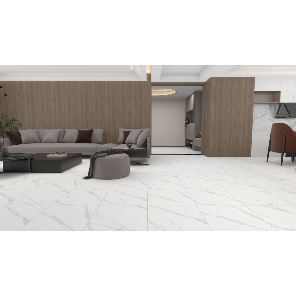 Marbella กระเบื้องเซรามิคปูพื้น 60x60 นิ้ว รุ่น ยูเรนัส ไวท์ ND66197 ผิวกึ่งเงากึ่งด้าน random (4P)