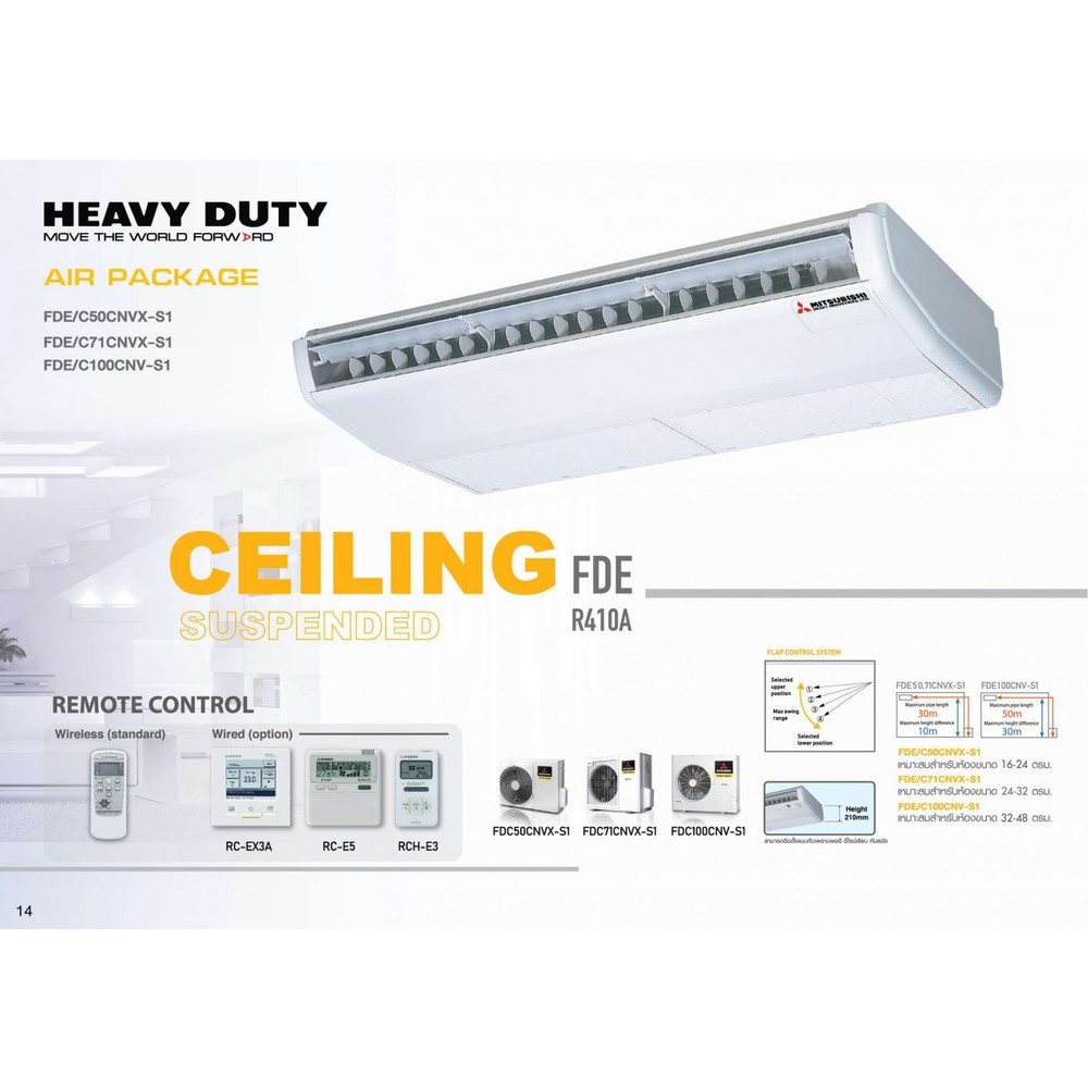MITSUBISHI HEAVY DUTY เครื่องปรับอากาศ แบบแขวนใต้ฝ้า ขนาด 36,000 BTU FDE100CNV-S1 สีขาว