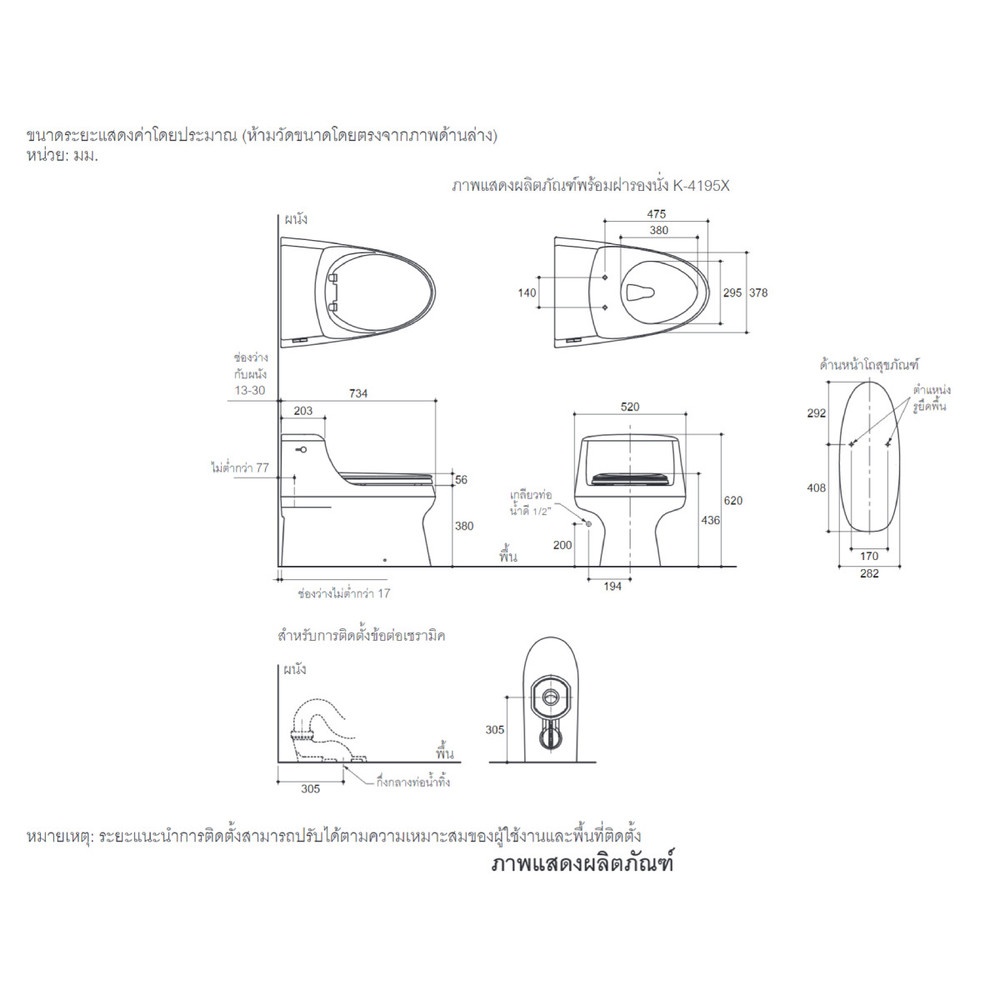 Kohler สุขภัณฑ์ชิ้นเดียว แบบกดข้าง รุ่น ซานราเฟลคลาสไฟว์ K-75920X-S-0