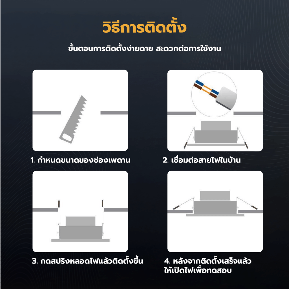 EILON ดาวน์ไลท์ LED แบบฝังหน้าเหลี่ยม 6 นิ้ว 12W รุ่นTP-SDW-12DL แสงเดย์ไลท์