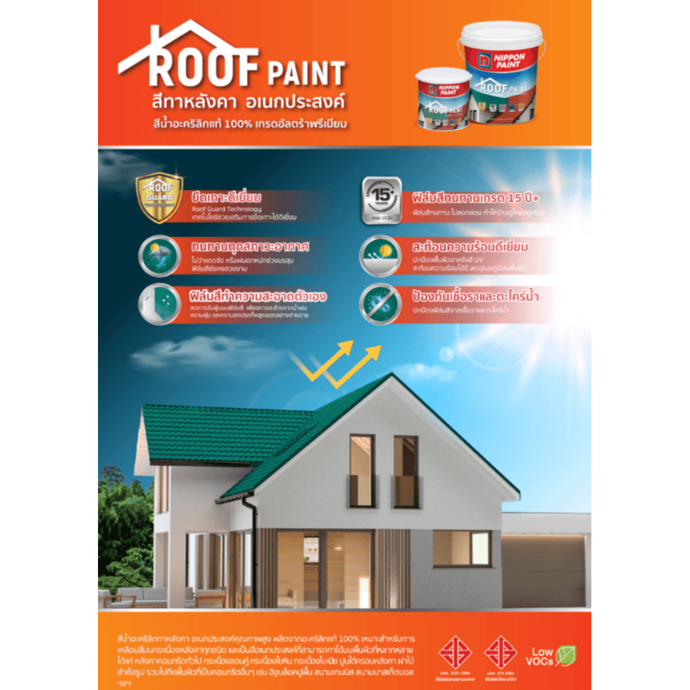NIPPON PAINT สีน้ำอะคริลิกทาหลังคา ROOF PAINT NP-3012 ขนาด 1 กล สีเทากราไฟต์