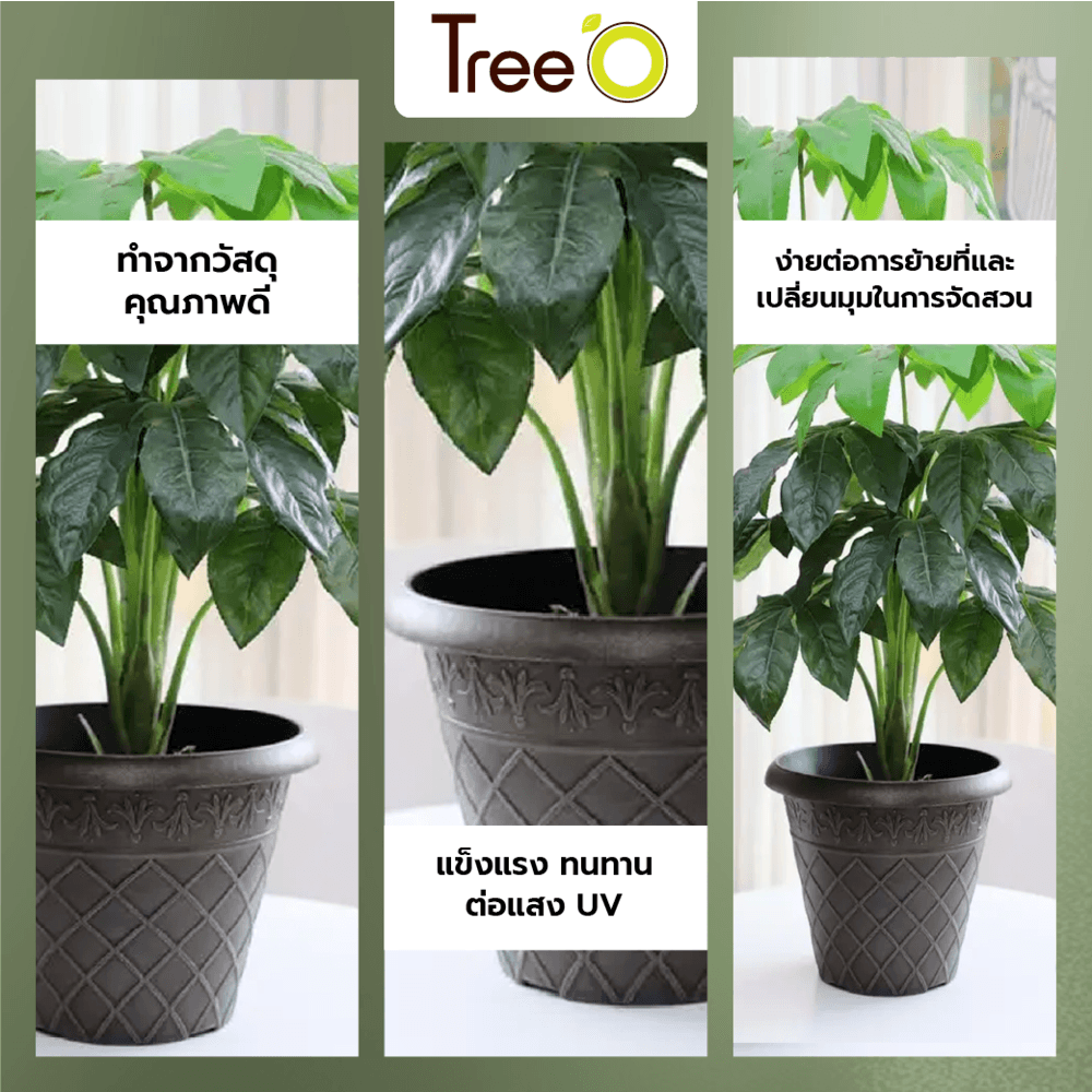 Tree’O กระถางต้นไม้ ขนาด 11นิ้ว รุ่น 6AMA033  สีเทา
