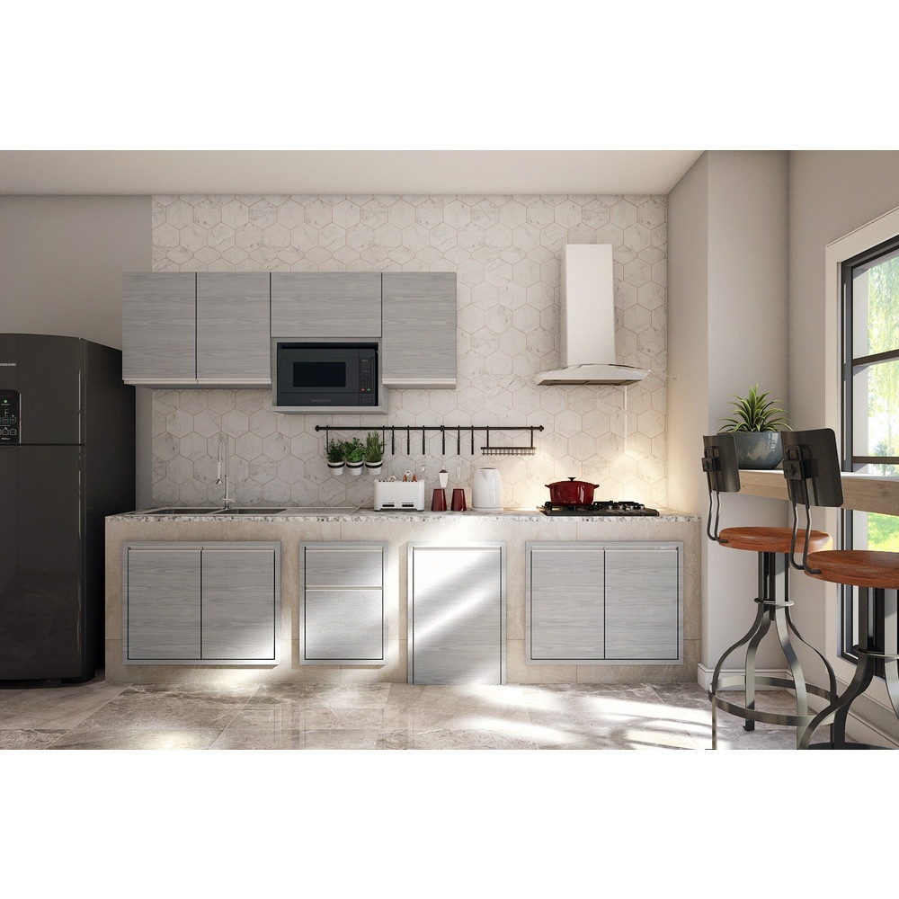 MJ ตู้แขวนเสริมไมโครเวฟ 0x40x60 ซม. SAV-WS406-GW สีเทาลายไม้